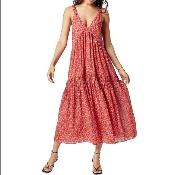 Joie Pink Red Bondi Daytime Floral Sleeveless Maxi Dress NWT Large - Picture 1 of 9